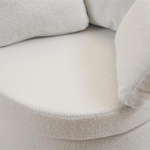 Fabric Swivel And Storage Chair With Back Cushion For Living Room,Ivory