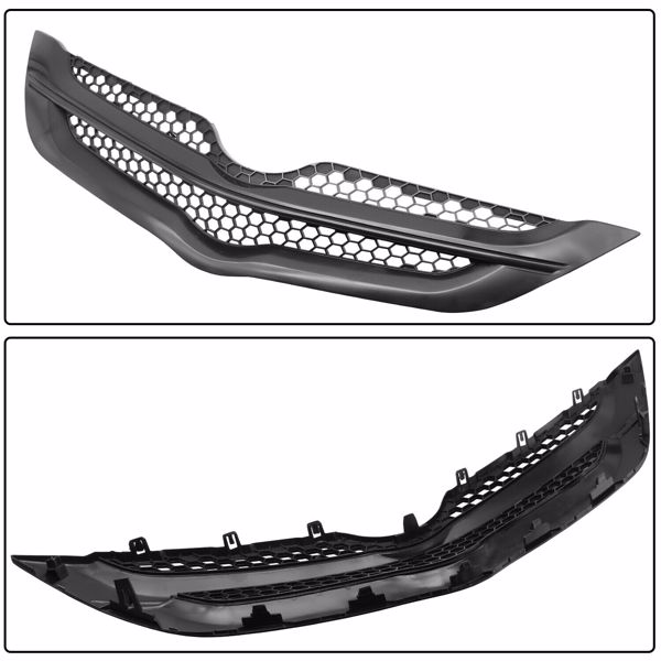 Front Upper + Lower Bumper Grill Grille Set For 2007 2008 Toyota Yaris Sedan