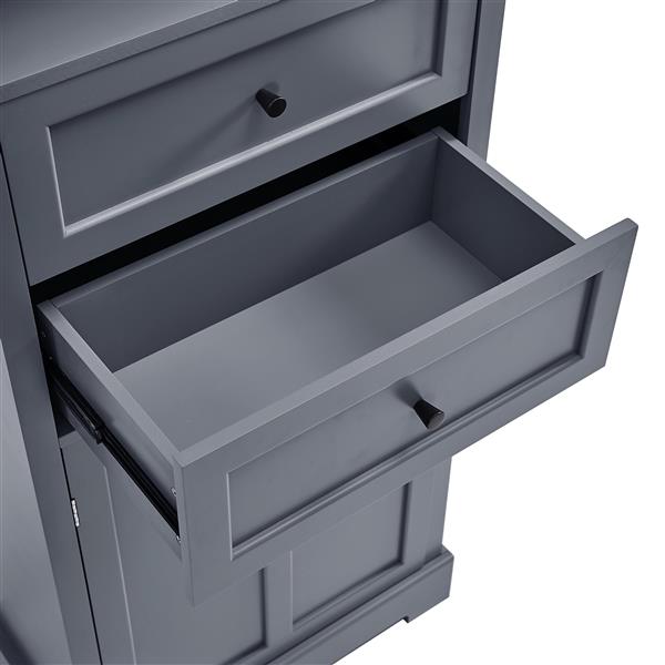 Bathroom Storage Cabinet, Tall Storage Cabinet with Two Drawers, Open Storage, Adjustable Shelf, Grey