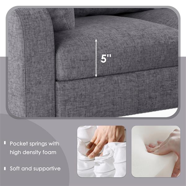 [New]87" Modern Sectional Sofa with coffee table,6-Seat Couch Set with Storage Ottoman,Various Combinations,L-Shape Indoor Furniture with Unique Armrests for Living Room,Apartment, 2 Colors(6 pillows)