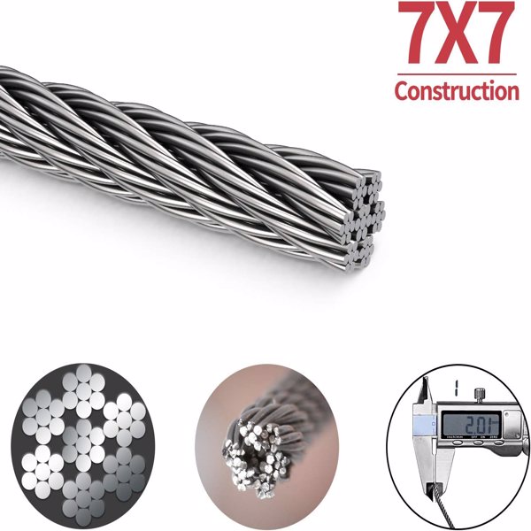 Picture Hanging Wire 190lbs, Heavy Duty Stainless Steel Wire Rope for Hanging Picture Frame Mirror and Wall Art, Strong Metal Wire 100Feet with 20PCS Crimping Sleeves, 4 D Rings and 8 Screws