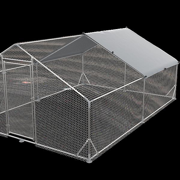 Large Metal Chicken Coop Walk-in Poultry Cage Hen Run House Rabbits Habitat Cage Spire Shaped Coop with Waterproof and Anti-Ultraviolet Cover (13.1' L x 9.8' W x 6.4' H)