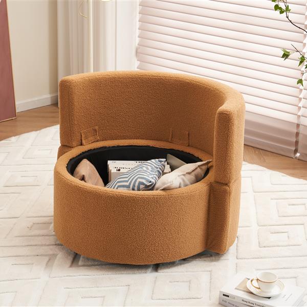 Fabric Swivel And Storage Chair With Back Cushion For Living Room,Khaki