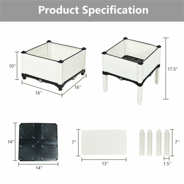 4PCS Elevated Planting Box White  ﻿