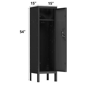 1 Door Tall Single Metal Locker-Retro Style Storage Cabinet--Industrial Furniture--For Living Room/Bedroom/Storage Room/Gym/School--Black