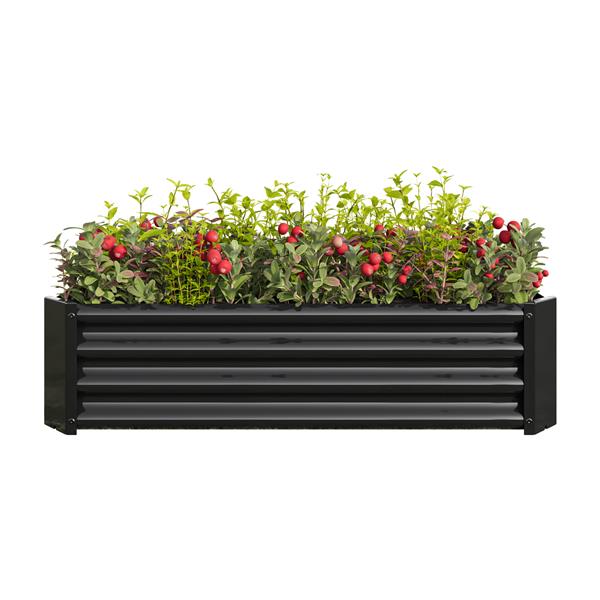 Metal Raised Garden Bed, Rectangle Raised Planter 4×2×1ft  for Flowers Plants, Vegetables Herb Veezyo Black