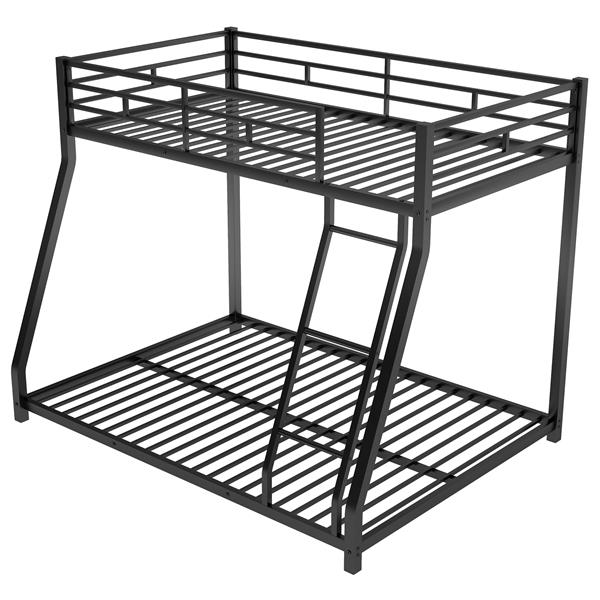 Metal Floor Bunk Bed, Twin over Full,Black