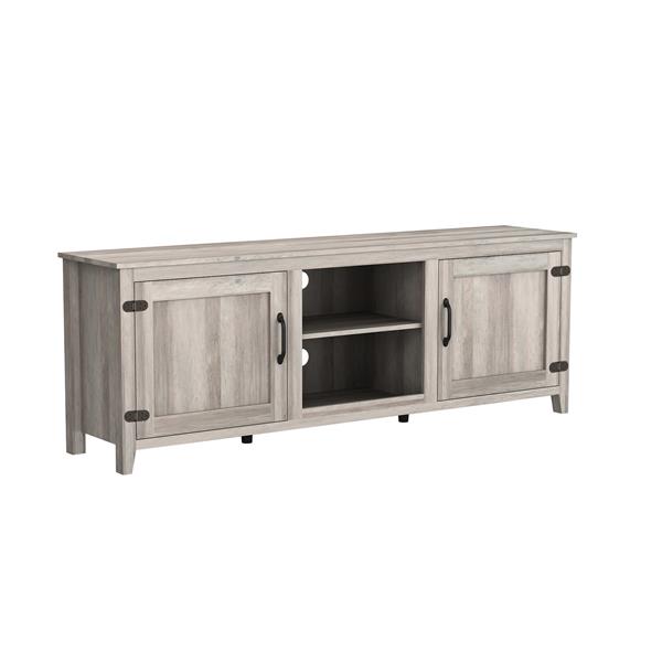 TV Stand Storage Media Console Entertainment Center With Two Doors, Grey Walnut