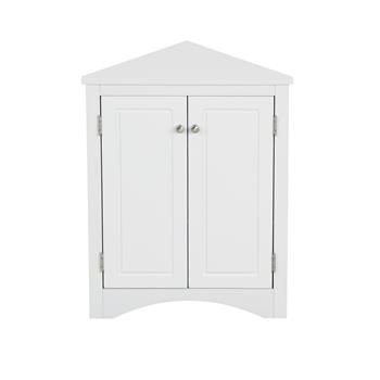 White Triangle Bathroom Storage Cabinet with Adjustable Shelves, Freestanding Floor Cabinet for Home Kitchen