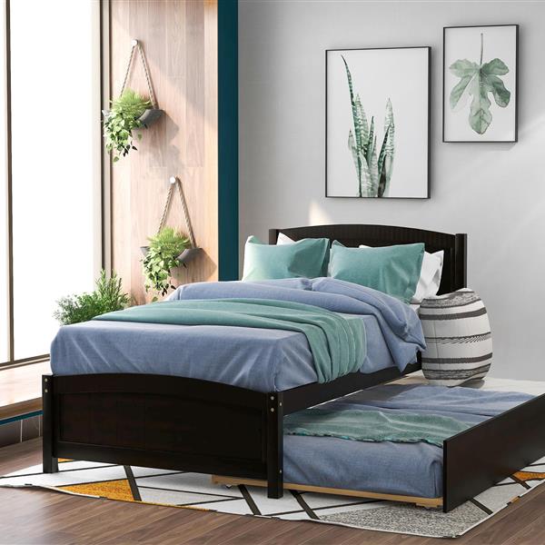 Twin size Platform Bed with Trundle, Espresso