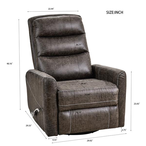 Swivel Glider Rocker Recliner Chair for Nursery,Manual Swivel Rocking Recliner,Mordern Home Theater Seating Soft  Reclining Chairs for Living Room,Brown