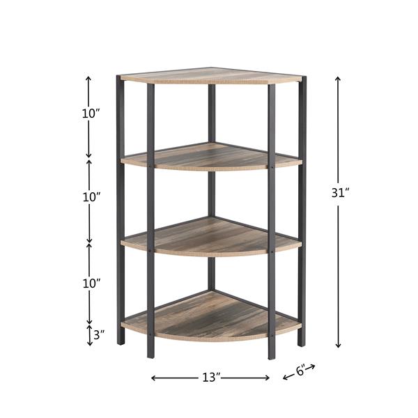 4-Tier Corner Open Shelf,Bookcase Freestanding Shelving Unit,Plant Stand Small Bookshelf for Living Room, Home Office, Kitchen, Small Space