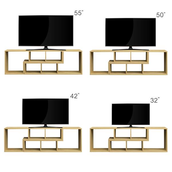 Double L-Shaped Oak TV Stand,Display Shelf ,Bookcase for Home Furniture,OAK