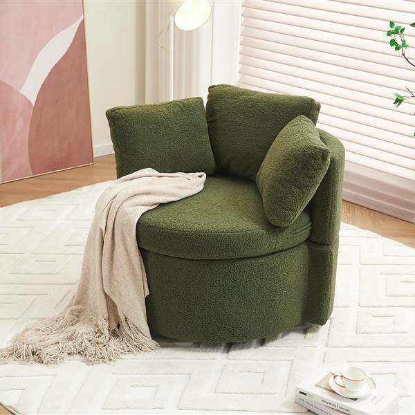 Fabric Swivel And Storage Chair With Back Cushion For Living Room,Green