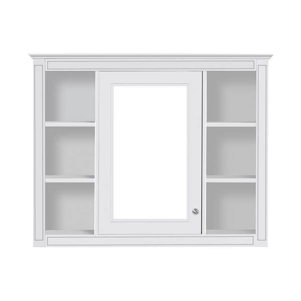 35'' x 27.5'' Medicine Cabinet, Wall Mounted Bathroom Storage Cabinet, Modern Bathroom Wall Cabinet with Mirror, Mirror Cabinet with 6 Open Shelves (Not Include Bathroom Vanity )