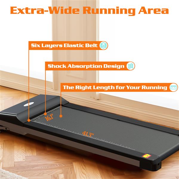 Walking Pad Treadmill Under Desk for Home Office Fitness, Mini Portable Treadmill with APP Remote Control and 16 Inch Running Area(Note: Forbidden to sell on Amazon)