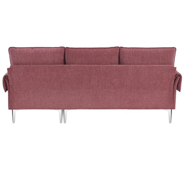 [VIDEO provided] [New]84 " Convertible Sectional Sofa, Modern Chenille L-Shaped Sofa Couch with Reversible Chaise Lounge, Fit for Living Room, Apartment(2 Pillows)