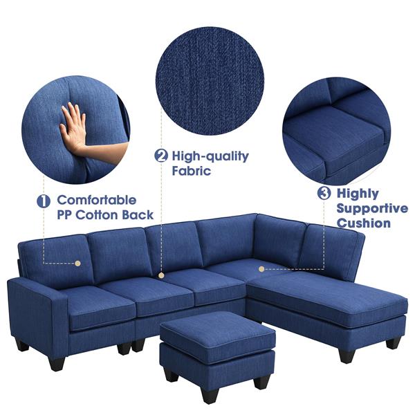 [VIDEO provided] [New] 104.3*78.7" Modern L-shaped Sectional Sofa,7-seat Linen Fabric Couch Set with Chaise Lounge and Convertible Ottoman for Living Room,Apartment,Office,3 Colors