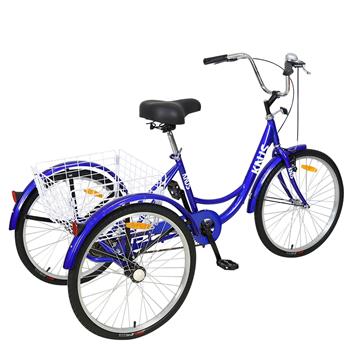 Adult Tricycle Trikes,3-Wheel Bikes,26 Inch Wheels Cruiser Bicycles with Large Shopping Basket for Women and Men