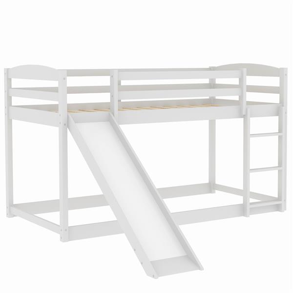 Twin over Twin Bunk Bed with Convertible Slide and Ladder , White