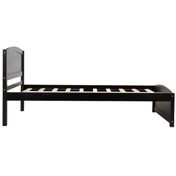 Wood Platform Bed with Headboard,Footboard and Wood Slat Support, Espresso