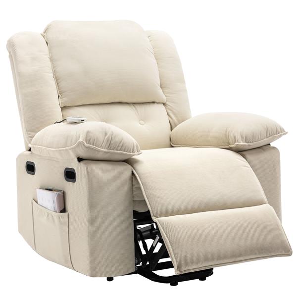 Massage Recliner,Power Lift Chair for Elderly with Adjustable Massage and Heating Function,Recliner Chair with Infinite Position and Side Pocket for Living Room ,Beige