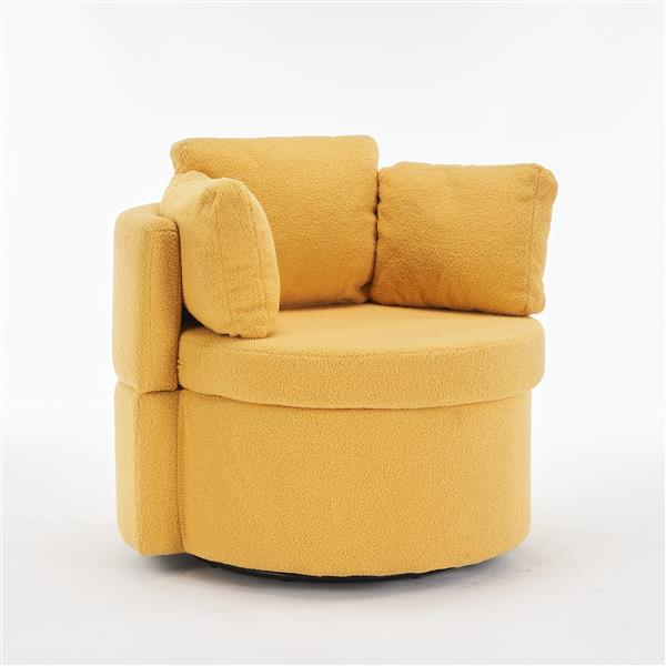 Fabric Swivel And Storage Chair With Back Cushion For Living Room,Yellow