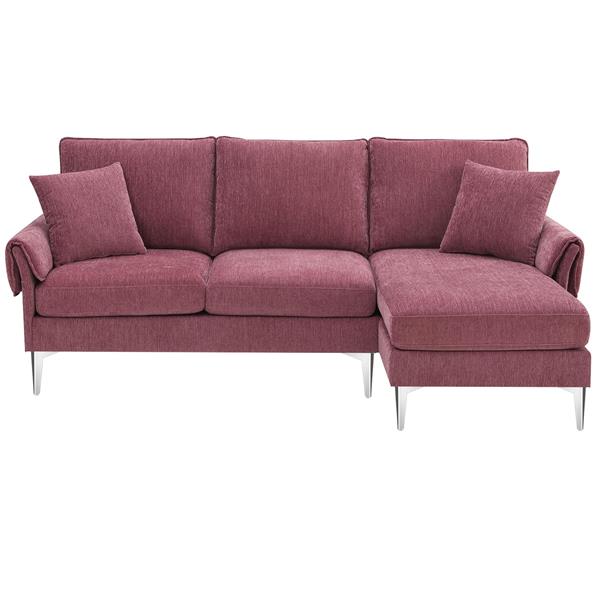 [VIDEO provided] [New]84 " Convertible Sectional Sofa, Modern Chenille L-Shaped Sofa Couch with Reversible Chaise Lounge, Fit for Living Room, Apartment(2 Pillows)