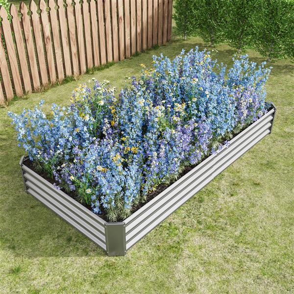 Raised Garden Bed Kit - Metal Raised Bed Garden 7.6x3.7x0.98ft for Flower Planters, Vegetables Herb Silver