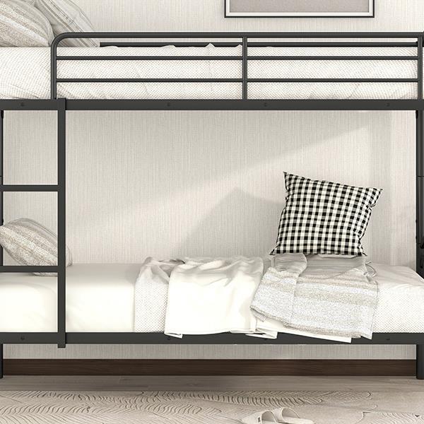 Twin Over Twin Metal Bunk Bed,Divided into Two Beds(Black)