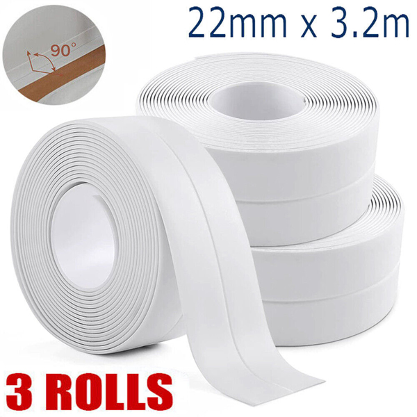 3PCS Bath Kitchen Caulk Tape Sealant Strip PVC Self Adhesive Toilet Wall Sealing Tape