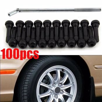 100Pc TR414 Tubeless Rubber Car Wheel Tyre Valve With Metal Valve Puller Tool UK