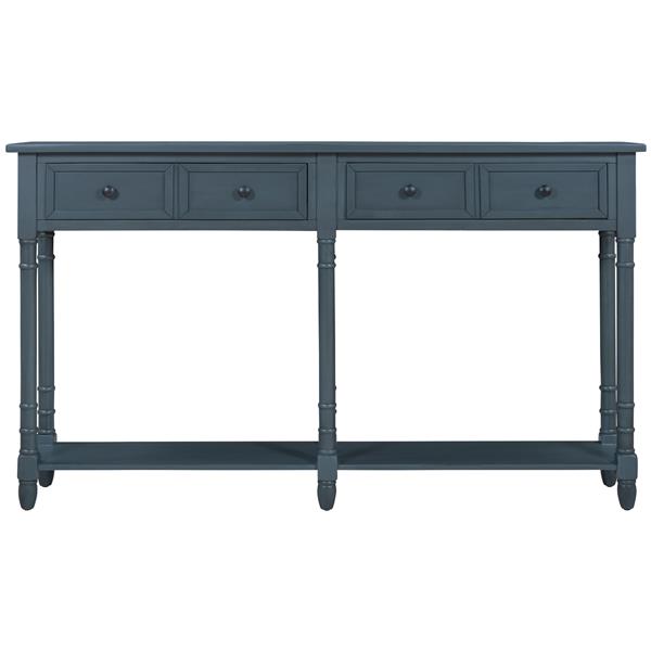 Console Table Sofa Table Easy Assembly with Two Storage Drawers and Bottom Shelf for Living Room, Entryway (Antique Navy)