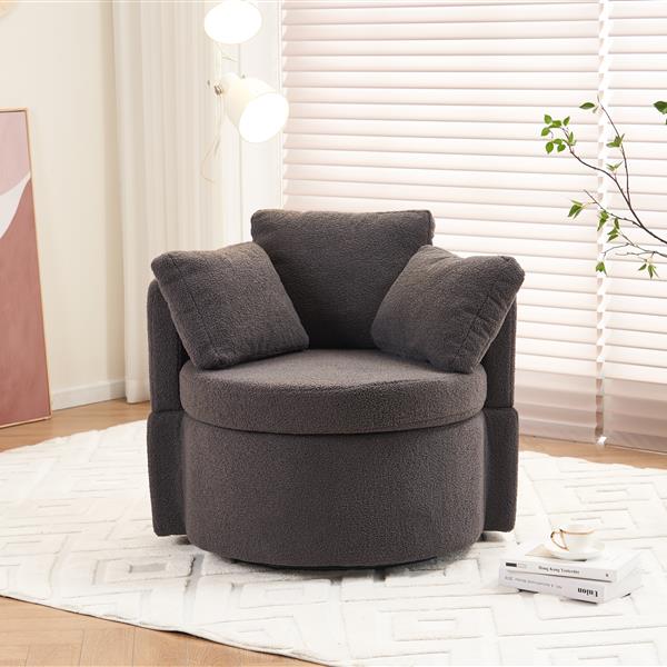 Fabric Swivel And Storage Chair With Back Cushion For Living Room,Dark Gray