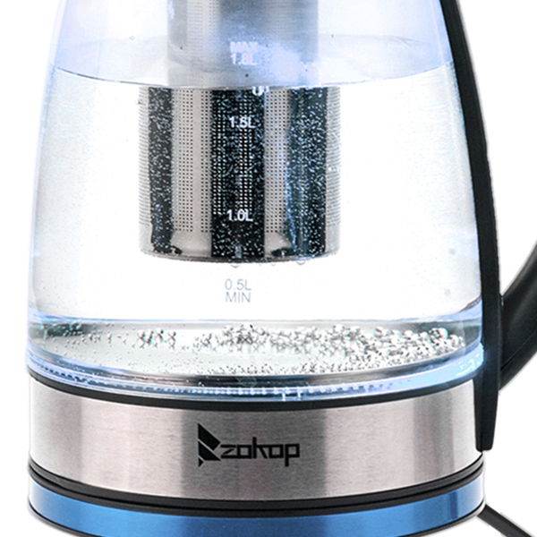 ZOKOP HD-1861-A 110V 1500W 1.8L Electric Glass Kettle US Plug