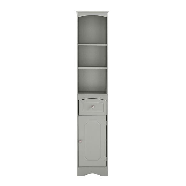 Tall Bathroom Cabinet, Freestanding Storage Cabinet with Drawer, MDF Board, Adjustable Shelf, Grey