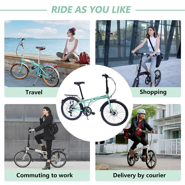 24" Folding City Bike Aluminum Frame 7 Speed Folding Bike