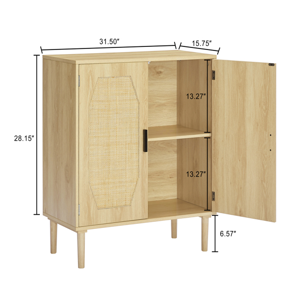 Kitchen storage cabinets with rattan decorative doors, buffets, wine cabinets, dining rooms, hallways, cabinet console tables, Natural, 31.5''W X 15.8''D X 34.6"H.