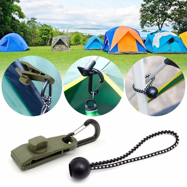 36Pcs Tarp Clip Windproof Awning Clamp Tent Clip Lock Grip Fastener Bungee Cord