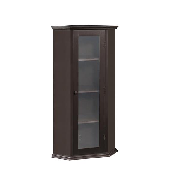 Freestanding Bathroom Cabinet with Glass Door, Corner Storage Cabinet for Bathroom, Living Room and Kitchen, MDF Board with Painted Finish, Brown