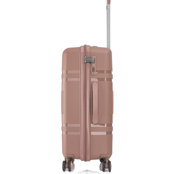 3 Piece Luggage Sets PP Lightweight Suitcase with Two Hooks, Spinner Wheels, (20/24/28) 2307  pink