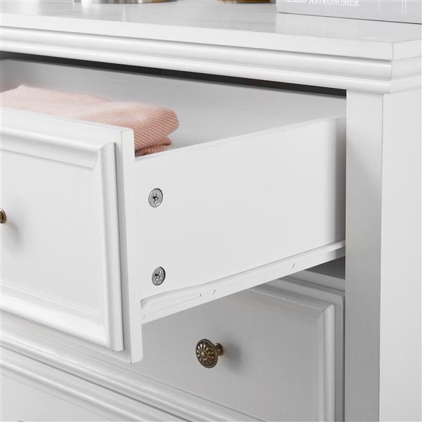 Modern 5 Drawers Dresser 5 Drawers Cabinet,Chest of Drawers Closet Organizers and Storage Clothes Storage Drawers Cabinet for Living Room, Farmhouse Dresser Organizer WHITE