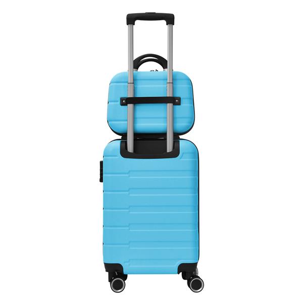 4 Piece Hard Shell Luggage Set,Carry on Suitcase with Spinner Wheels,Family Luggage Set,Aqua Blue(12/20/24/28in)