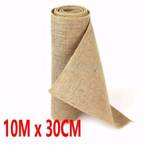 10Mx30CM Hessian Table Runners Hessian Roll Fabric Burlap Jute Rustic Wedding UK