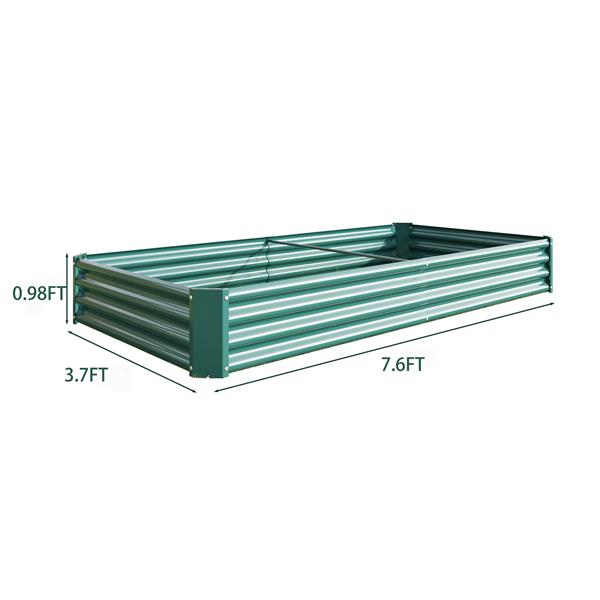 Raised Garden Bed Kit - Metal Raised Bed Garden 7.6x3.7x0.98ft for Flower Planters, Vegetables Herb Green