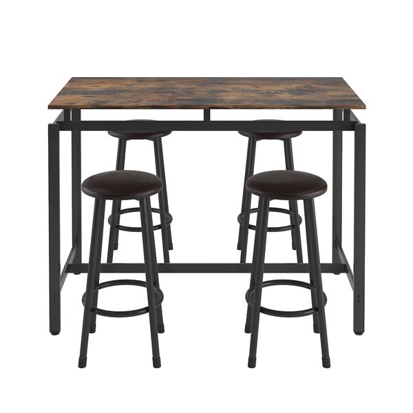 5-Piece Kitchen Counter Height Table Set, Bar Table with 4 Stools