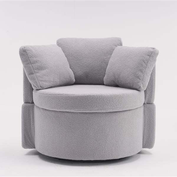 Fabric Swivel And Storage Chair With Back Cushion For Living Room,Light Gray