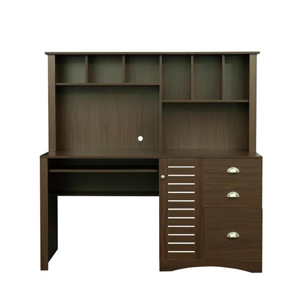 Home Office Computer Desk with Hutch,Walnut