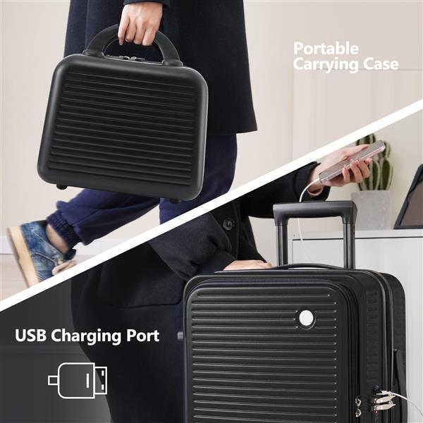 Carry-on Luggage 20 Inch Front Open Luggage Lightweight Suitcase with Front Pocket and USB Port, 1 Portable Carrying Case