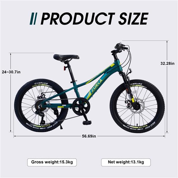 Mountain Bike for Girls and Boys  Mountain 20 inch 7-Speed bike